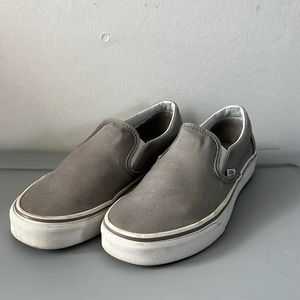 Classic Slip-On Vans | Size: Women’s 7.5 / Men’s 6 | Wild Dove / True White